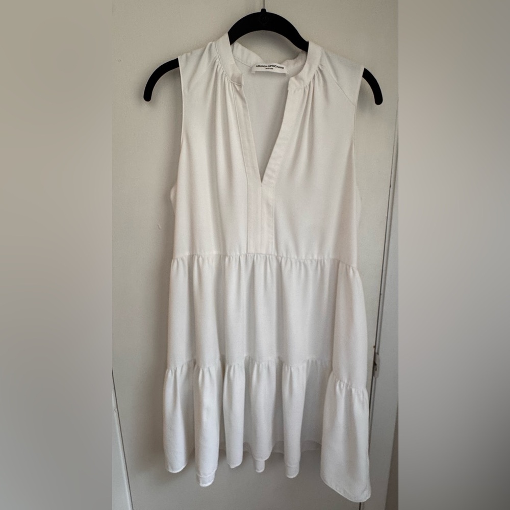 Amanda Uprichard Rylee Tiered Mini Dress White Sleeveless Size S - Picture 2 of 6